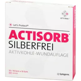 ACTISORB SILBERFREI 10,5x10,5 cm aktivt kul, 10 stk