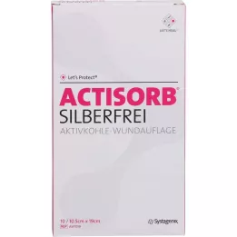 ACTISORB SILBERFREI 10,5x19 cm aktivt kul, 10 stk