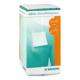 ASKINA Nonwoven kompres 10x10 cm ikke-steril 4-lags, 100 stk