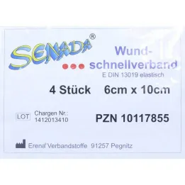 Senada hurtig sårbandage 6x10 cm, 4 stk