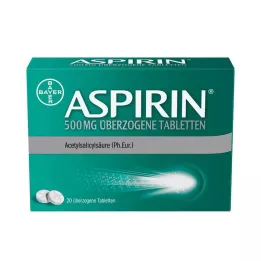ASPIRIN 500 mg overtrukne tabletter, 20 stk