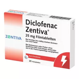 DICLOFENAC Zentiva 25 mg filmovertrukne tabletter, 20 stk