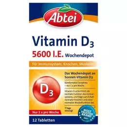 ABTEI Vitamin D3 5600 IE ugentlige depottabletter, 12 stk