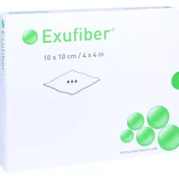 EXUFIBER 10x10 cm gel-dannende fiberbandage, 10 stk