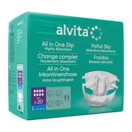 Alvita All-in-One inkontinensbukser maxi large nat, 20 stk
