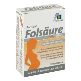 FOLSÄURE 400 Plus B12+Jod-tabletter, 120 stk