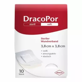DRACOPOR Sårforbinding 3,8x3,8 cm steril, 10 stk