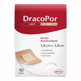 DRACOPOR Sårforbinding 3,8x3,8 cm steril hudfarvet, 10 stk