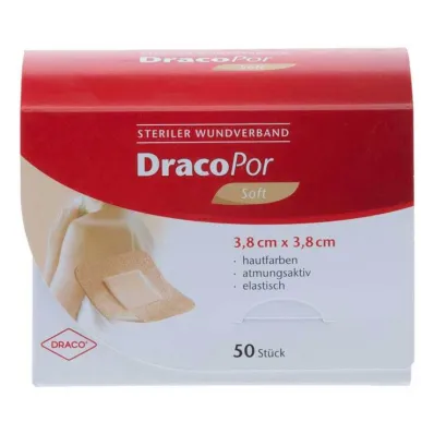 DracoPor Soft hudfarvet sårforbinding 3,8x3,8 cm steril, 50 stk