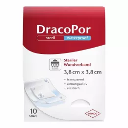 DRACOPOR vandtæt sårforbinding 3,8x3,8 cm steril, 10 stk