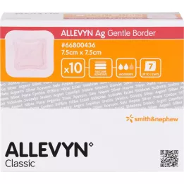 ALLEVYN Ag Gentle Border 7,5x7,5 cm sårbandage, 10 stk