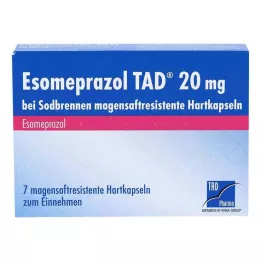 ESOMEPRAZOL TAD 20 mg til halsbrand mr. hårde kapsler, 7 stk