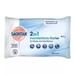 SAGROTAN 2-i-1 desinfektionsservietter, 15 stk