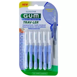 GUM TRAV-LER 0,6 mm lys lyseblå interdentalbørste, 6 stk
