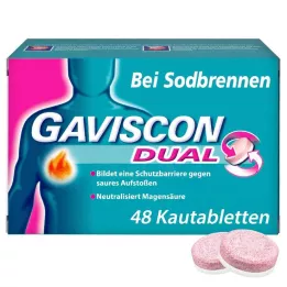 GAVISCON Dobbelt 250 mg/106,5 mg/187,5 mg tyggetabletter, 48 stk