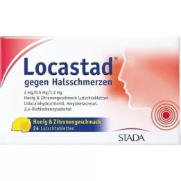 LOCASTAD til ondt i halsen honning-citron Lut.-T., 24 stk