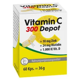 Vitamin C 300 depot + zink + histidin + D kapsler, 60 stk