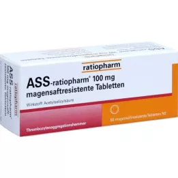 ASS-ratiopharm 100 mg mavesafttabletter, 50 stk