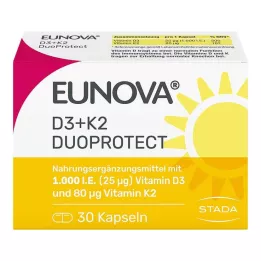 EUNOVA DuoProtect D3+K2 1000 IE/80 μg kapsler, 30 stk