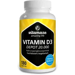 VITAMIN D3 20.000 IE Depot højdosis tabletter, 180 stk