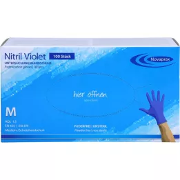 NITRIL Handsker ustød. pulverfri størrelse M blå violet, 100 stk