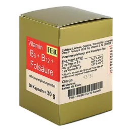 Vitamin B6 + B12 + folinsyrekapsler, 60 stk