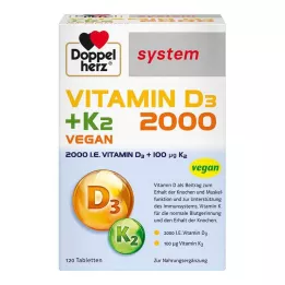 DOPPELHERZ Vitamin D3 2000+K2 system tabletter, 120 stk