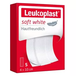 LEUKOPLAST blød hvid puds 4x10 cm, 5 stk