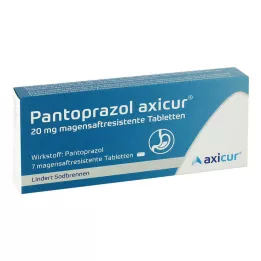 PANTOPRAZOL axicur 20 mg gastro-resistente tabletter, 7 stk