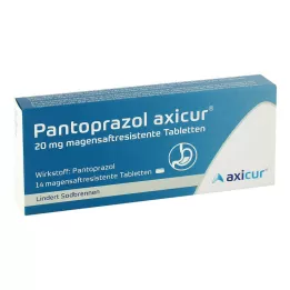 PANTOPRAZOL axicur 20 mg gastro-resistente tabletter, 14 stk