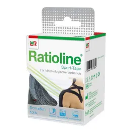 Ratioline sportstape 5 cmx5 m sort, 1 stk