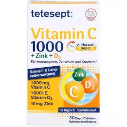 TETESEPT Vitamin C 1.000+Zink+D3 1.000 I.E. tabletter, 30 stk