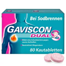 GAVISCON Dobbelt 250mg/106,5mg/187,5mg tyggetabletter, 80 stk