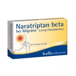 NARATRIPTAN beta til migræne 2,5 mg filmovertrukne tabletter, 2 stk