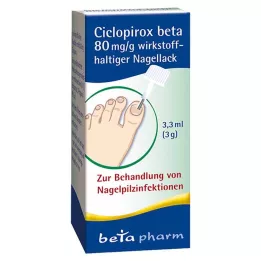 CICLOPIROX beta 80 mg/g aktiv ingrediens neglelak, 3,3 ml