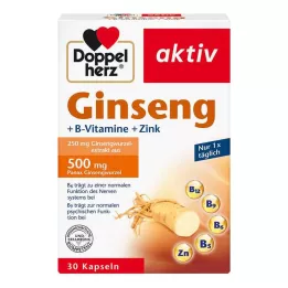 DOPPELHERZ Ginseng 250 + B-vitaminer + zinkkapsler, 30 stk
