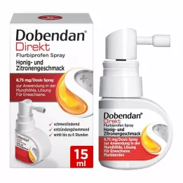 DOBENDAN Direkte Flurbiprofen Spray Honning &amp; Citron, 15 ml