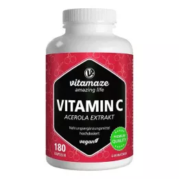 VITAMIN C 160 mg Acerola ekstrakt rene veganske kapsler, 180 stk