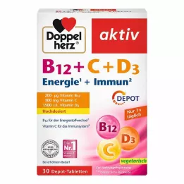 DOPPELHERZ B12+C+D3 Depot aktive tabletter, 30 stk