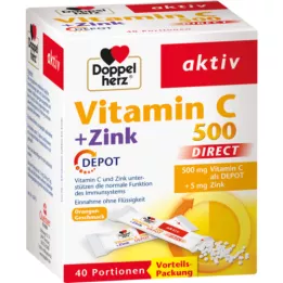 DOPPELHERZ Vitamin C 500+Zinkdepot DIRECT Pellets, 40 stk