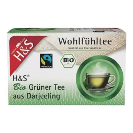 H&amp;S Økologisk grøn te fra Darjeeling Filterposer, 20X2 g