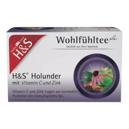 H&amp;S Hyldebær med C-vitamin og zinkfilterposer, 20X2,5 g