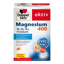 Doppelherz Magnesium 400+B1+B6+B12+Folsyre brusetabletter, 6x15 stk