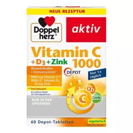 DOPPELHERZ Vitamin C 1000+D3+Zink Depot tabletter, 60 stk