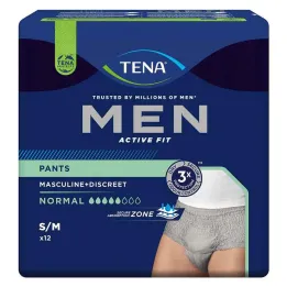 TENA® MEN ACTIVE FIT Bukser Normal grå S/M til inkontinens, 12 stk