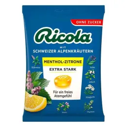 Ricola uden sukker pose mentol citron ekstra stærk, 75 g