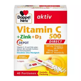 DOPPELHERZ Vitamin C 500+Zink+D3 Depot DIRECT Pel., 40 stk