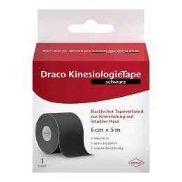 Draco kinesiologitape 5 cmx5 m sort, 1 stk