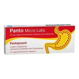 Panto Micro Labs 20 mg enterisk overtrukne tabletter mod halsbrand, 14 stk