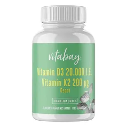 Vitamin D3 Depot 20.000 IE + Vitamin K2 200 mg tabletter (180 stk.)